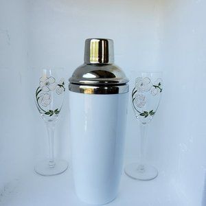 CasaModa Cocktail Shaker & Hand-Painted Stemware Set